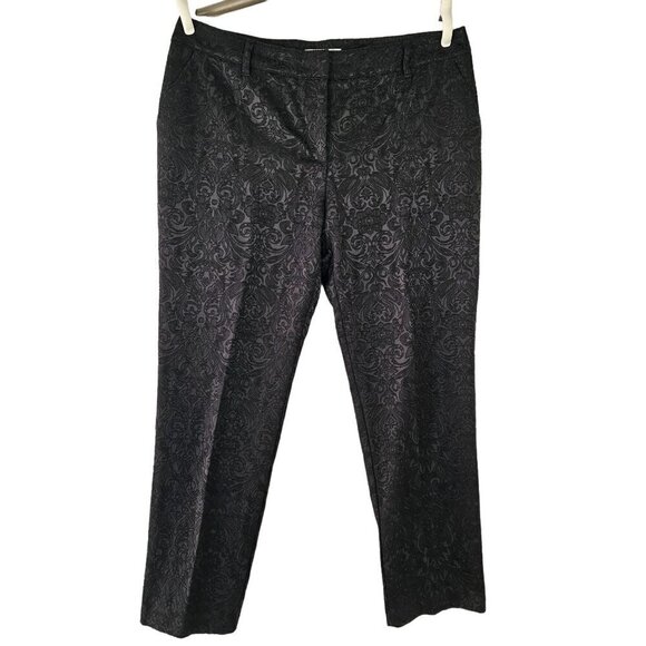 Chicos Black Brocade Capri Dress Pants Front Zip High Rise Womens Plus Sz 18/20 - Picture 2 of 8